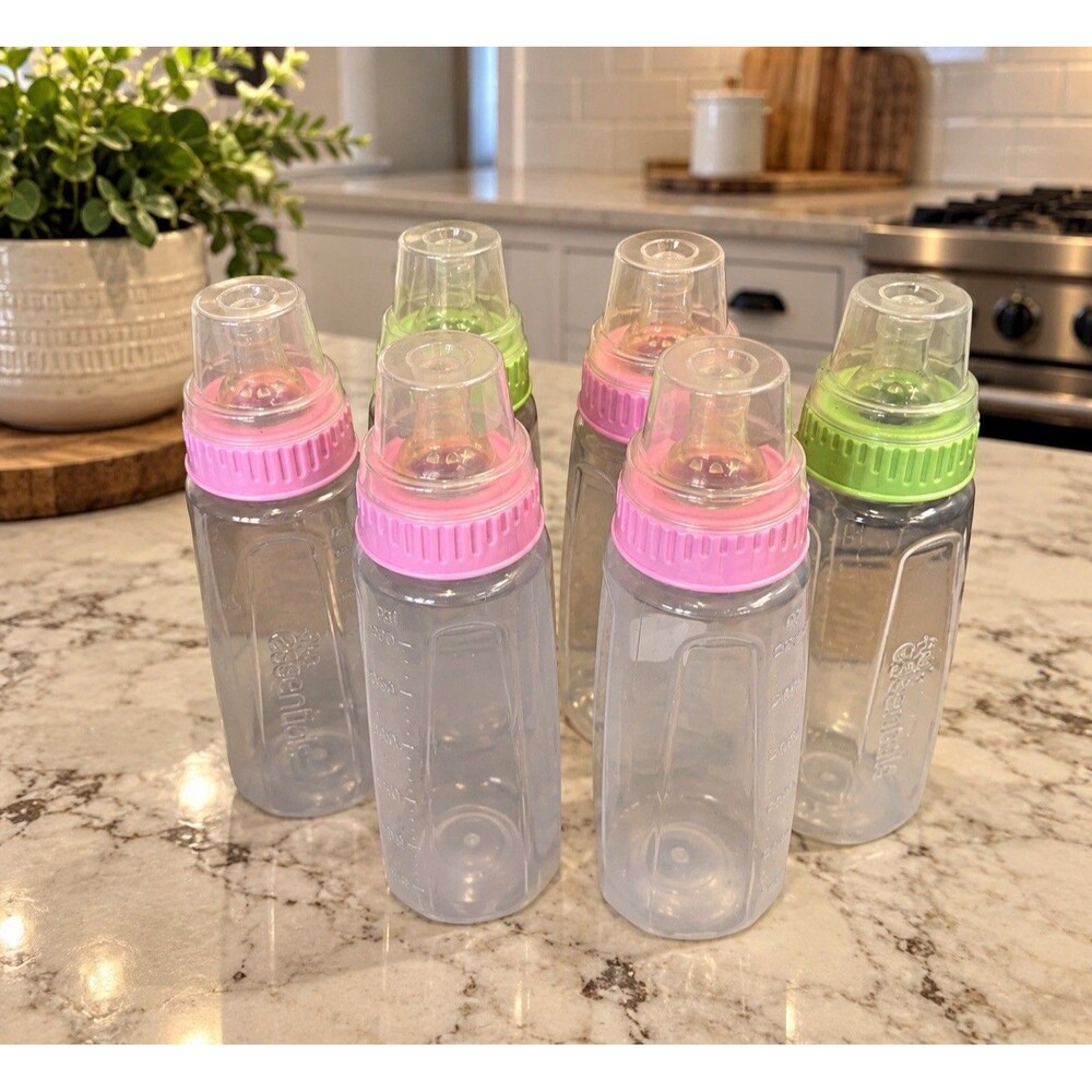 Gerber First Essentials Clearview Bottle Assorted with Nipples & Covers Lot Of 6